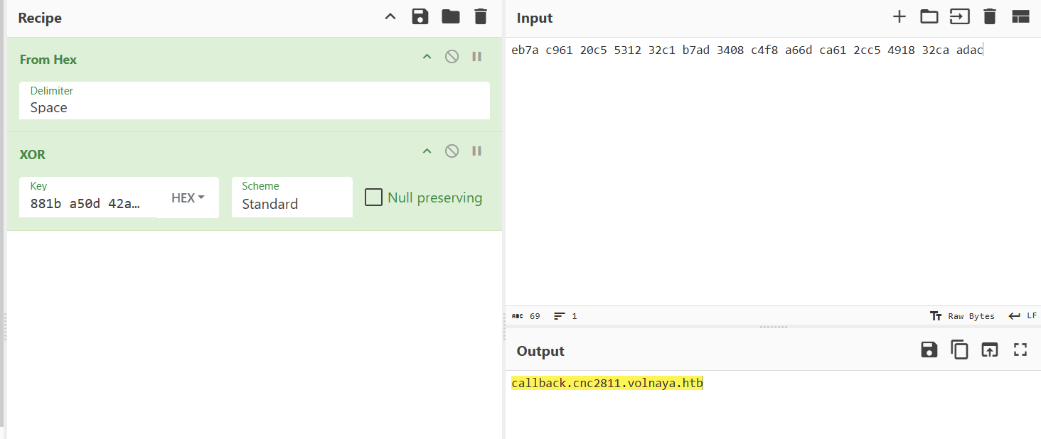 Retrieved domain name using the xor key